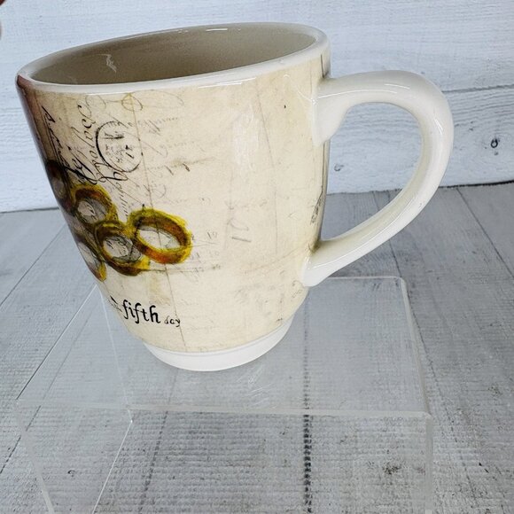 2010 Williams Sonoma 12 DAYS OF CHRISTMAS Multimotif Black Numbers 5/6 Cup Mug - Picture 6 of 16